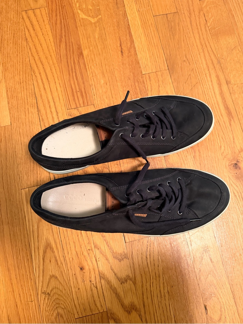 ECCO Men's Black Leather Lace-Up Fashion Sneakers Size 16